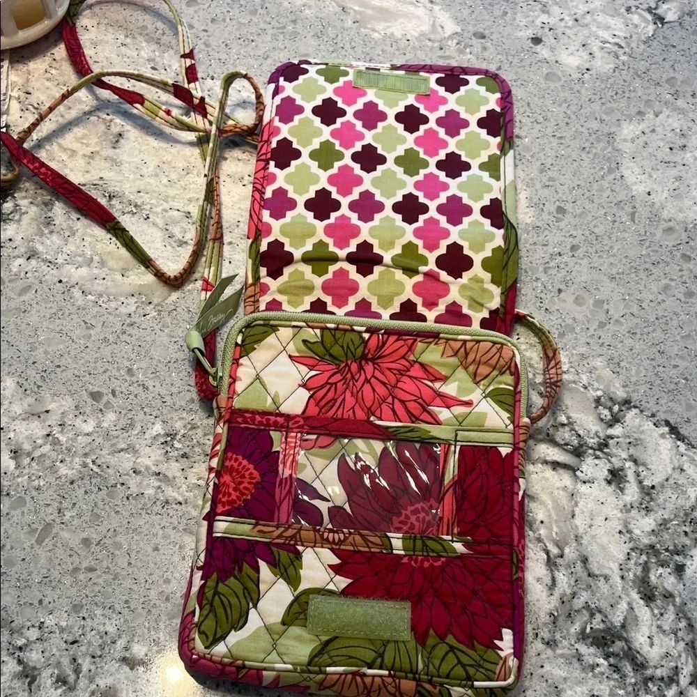 Vera Bradley Pink and Green Floral Crossbody Bag 6.5